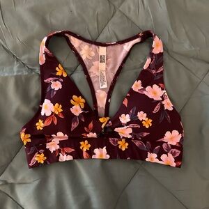 Pink brand floral sports bra + a free full burgundy sports bra with purchase